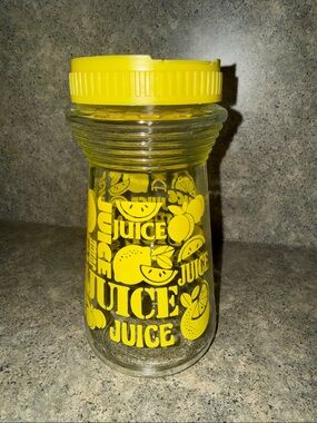Anchor Hocking Yellow Glass Juice Bottle with Yellow Screw Lid
